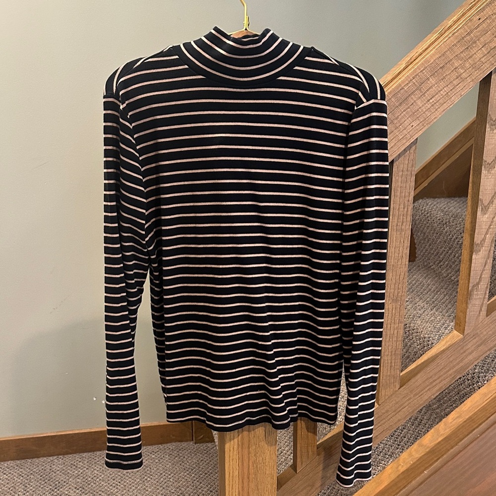 George Black and Tan Striped Turtleneck